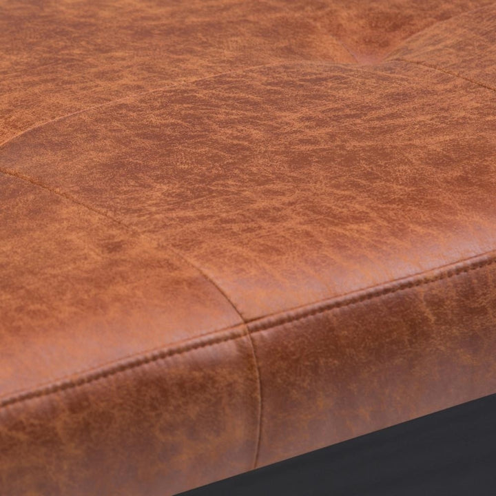 Lacey Ottoman Bench in Distressed Vegan Leather Image 11
