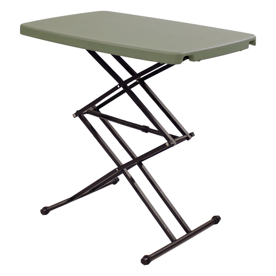 Sunnydaze Rectangular Plastic Top Adjustable Leg Patio Table - Gray Image 1