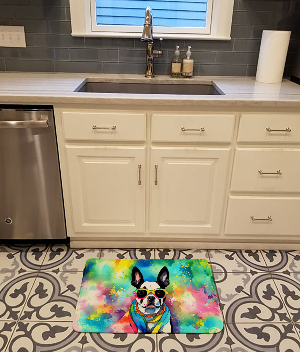 Boston Terrier Hippie Dawg Memory Foam Kitchen Mat Image 2