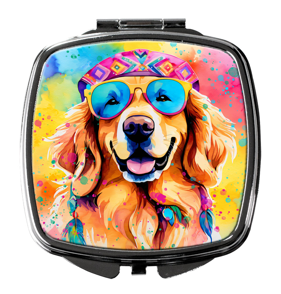 Golden Retriever Hippie Dawg Compact Mirror Image 1