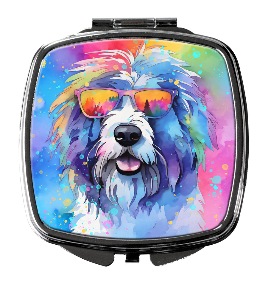 Old English Sheepdog Hippie Dawg Compact Mirror Image 1