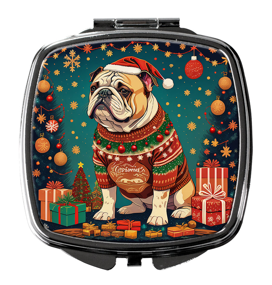 English Bulldog Christmas Compact Mirror Image 1