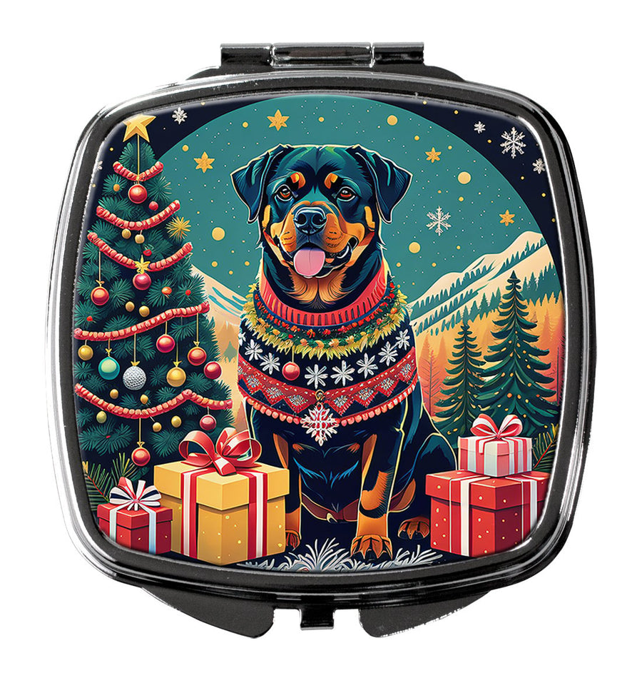 Rottweiler Christmas Compact Mirror Image 1
