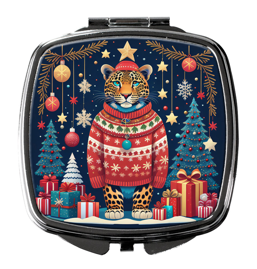 Leopard Christmas Compact Mirror Image 1