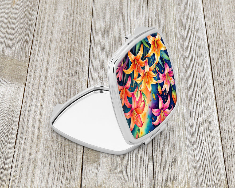 Colorful Lilies Compact Mirror Image 2