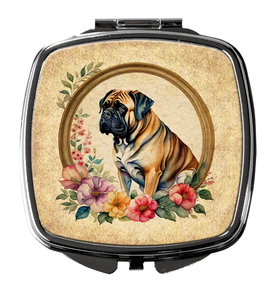Mastiff and Flowers Compact Mirror Image 1