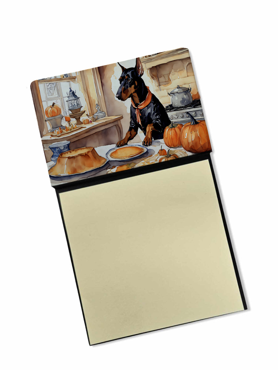 Doberman Pinscher Fall Kitchen Pumpkins Sticky Note Holder Image 1