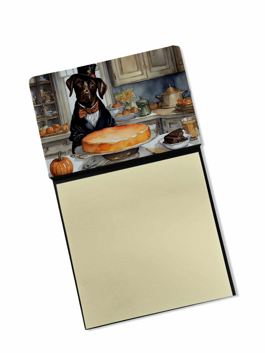 Chocolate Lab Fall Kitchen Pumpkins Sticky Note Holder Image 1