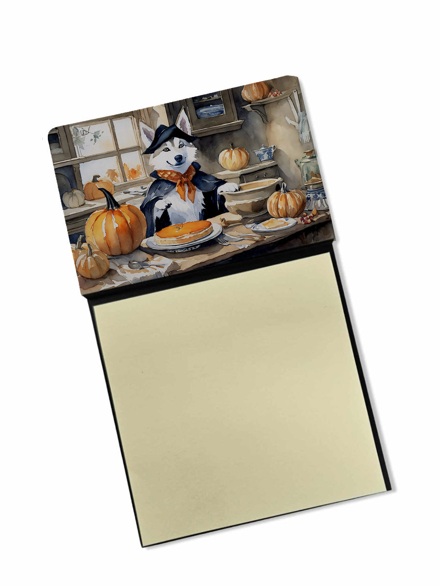 Siberian Husky Fall Kitchen Pumpkins Sticky Note Holder Image 1