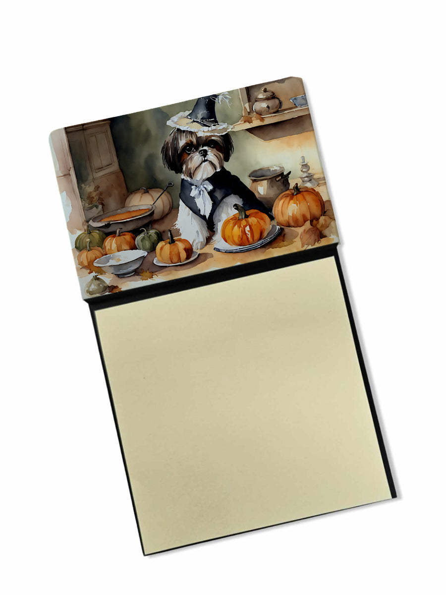 Shih Tzu Fall Kitchen Pumpkins Sticky Note Holder Image 1