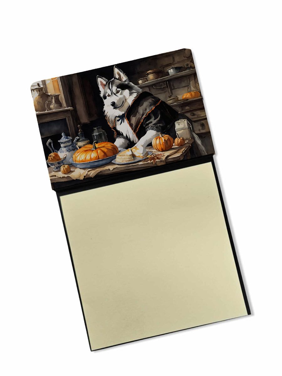 Siberian Husky Fall Kitchen Pumpkins Sticky Note Holder Image 1