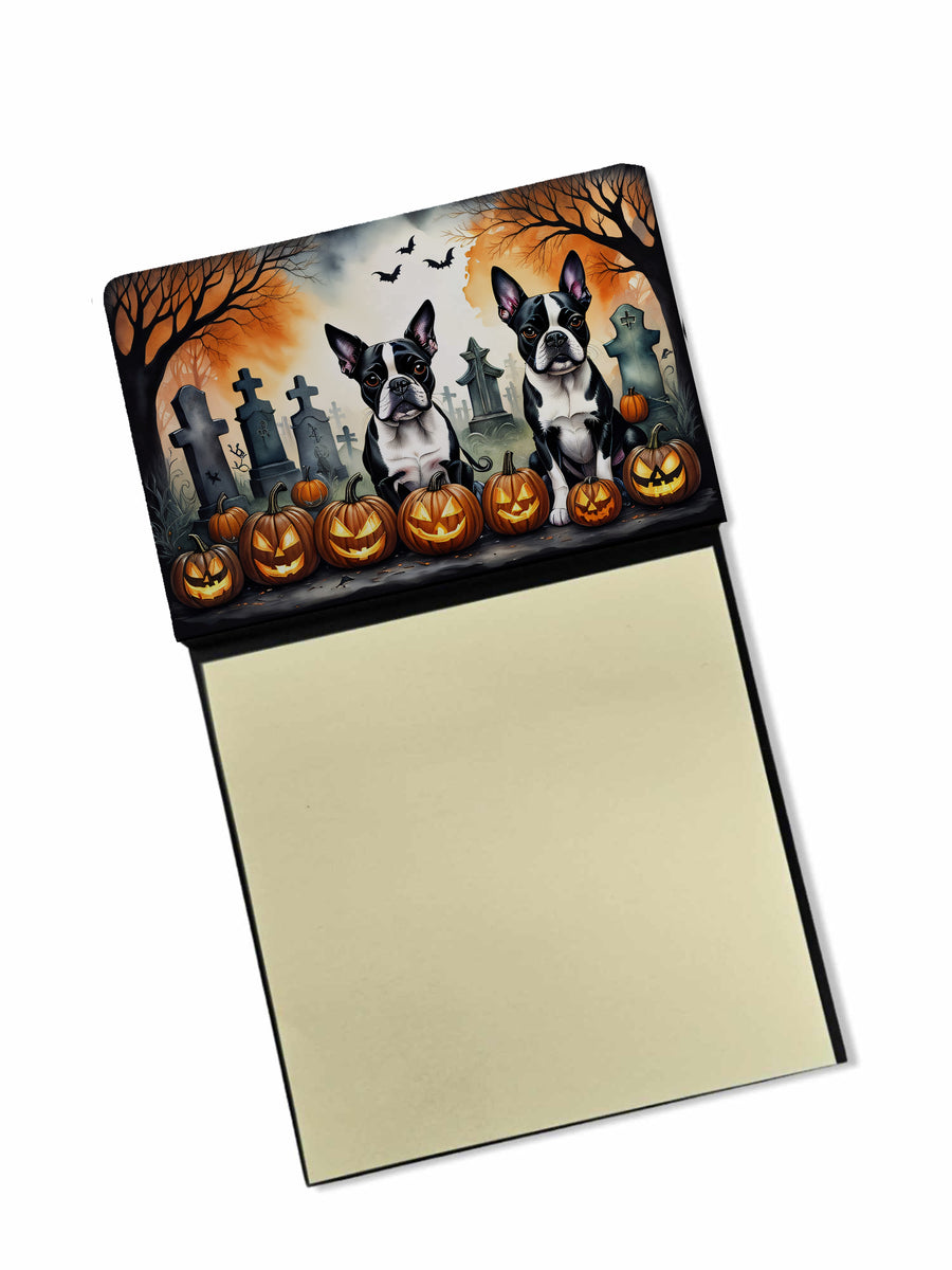 Boston Terrier Spooky Halloween Sticky Note Holder Image 1