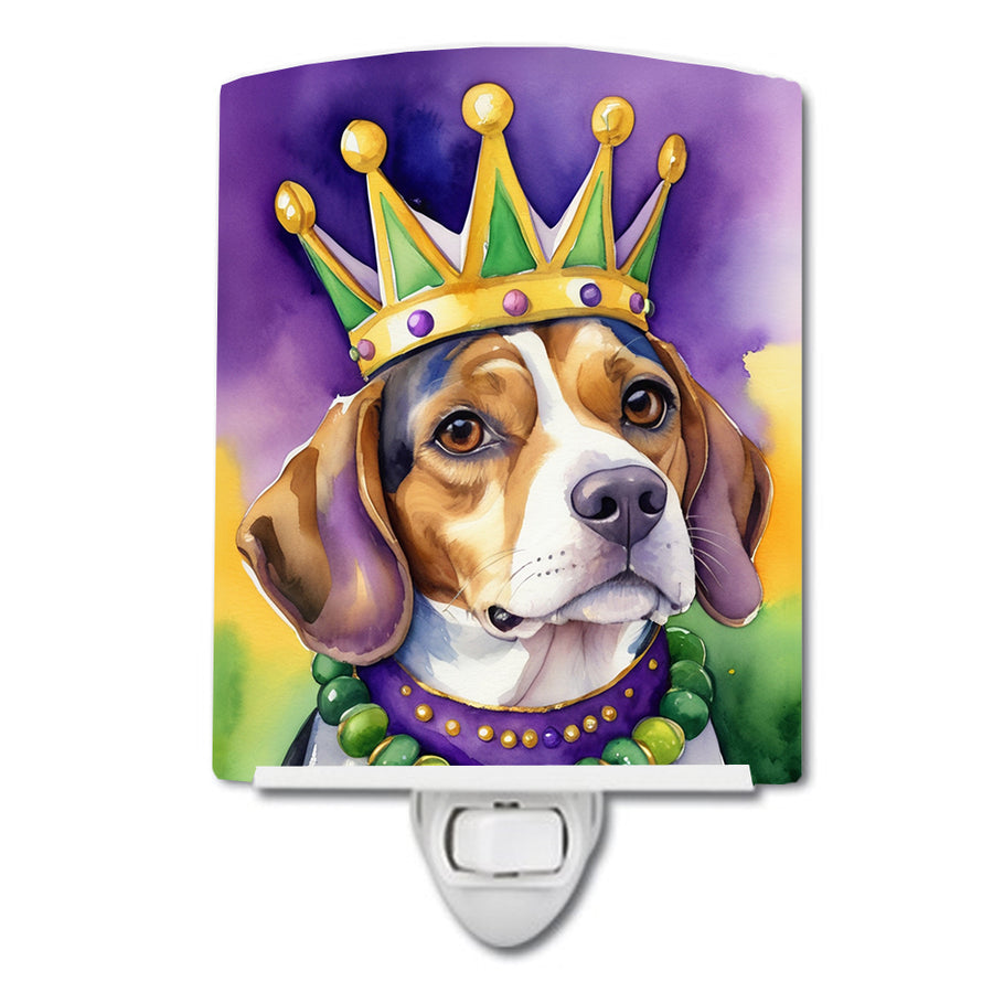 Beagle King of Mardi Gras Ceramic Night Light Image 1