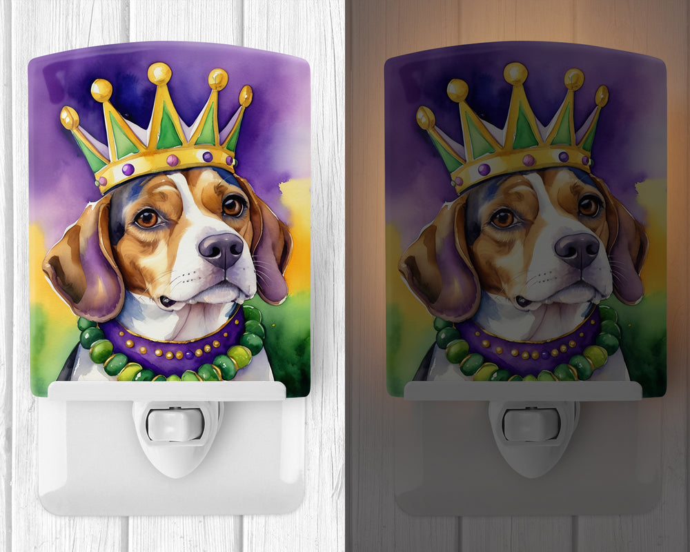 Beagle King of Mardi Gras Ceramic Night Light Image 2
