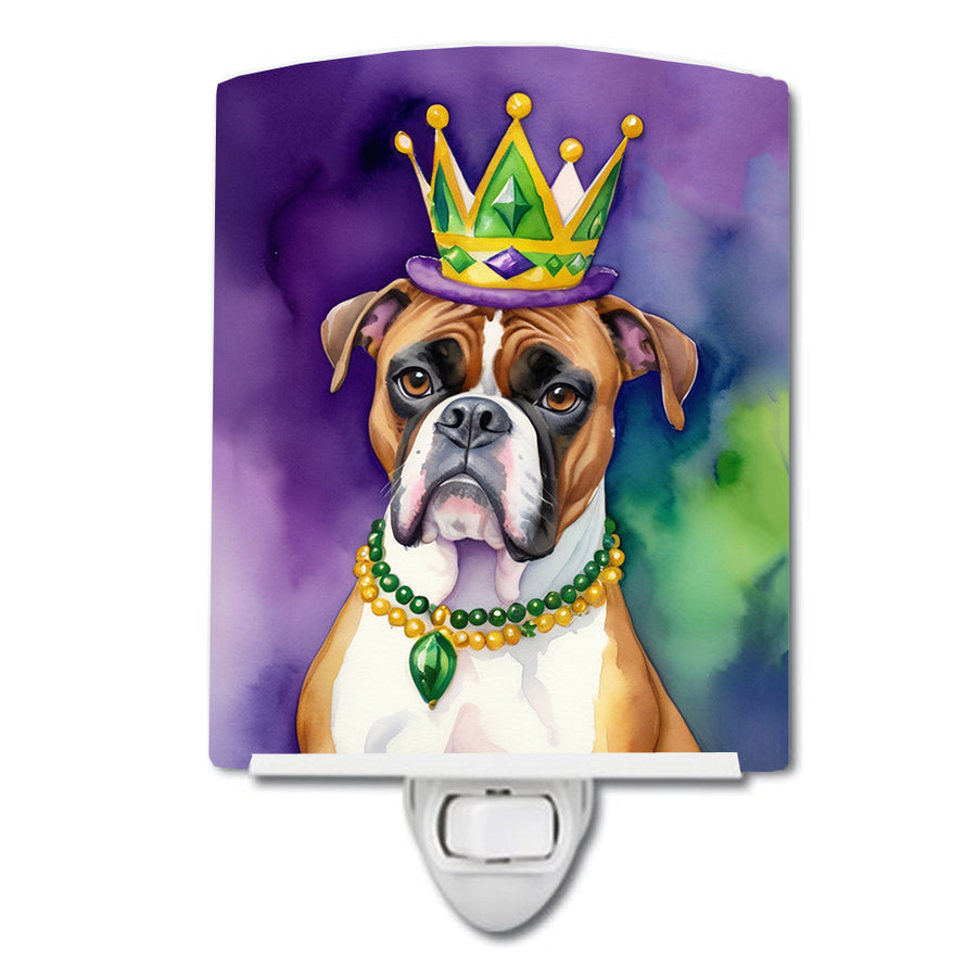 Boxer King of Mardi Gras Ceramic Night Light Image 1