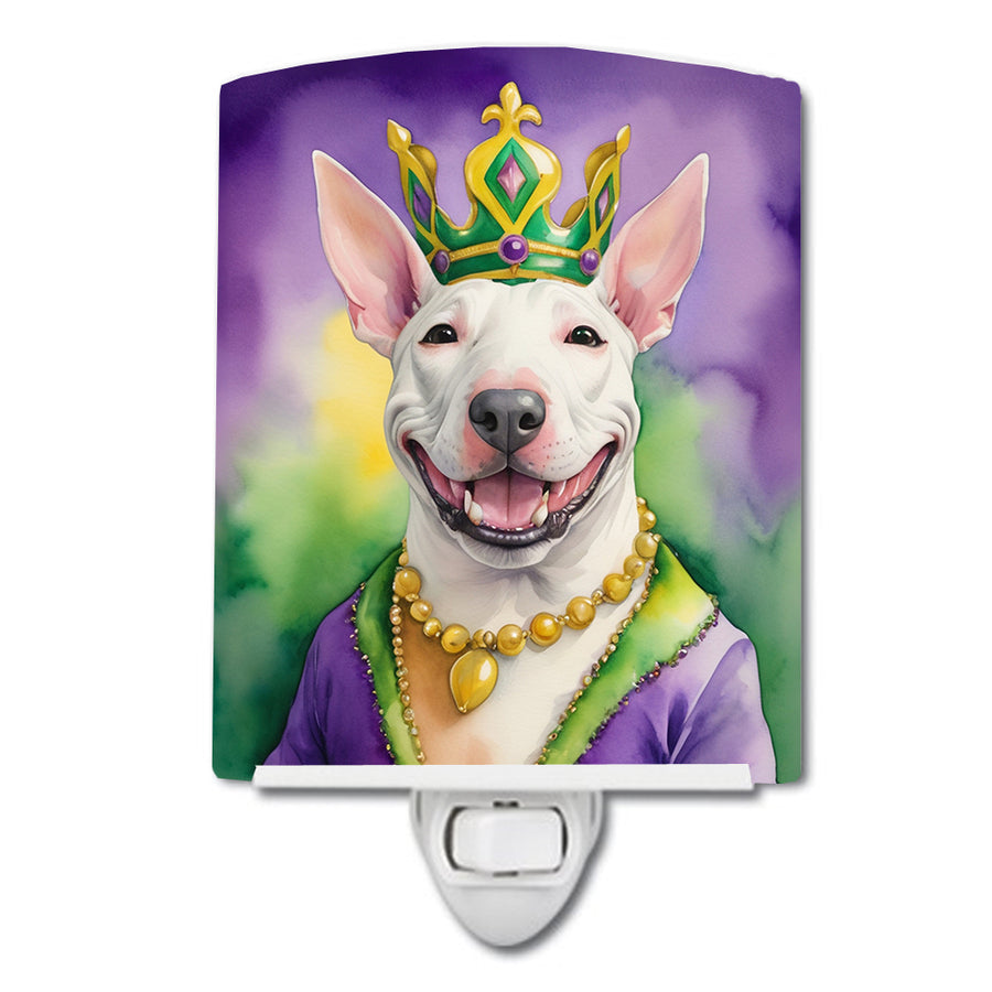 Bull Terrier King of Mardi Gras Ceramic Night Light Image 1