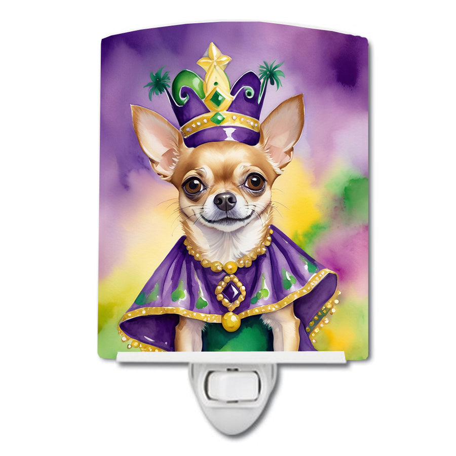 Chihuahua King of Mardi Gras Ceramic Night Light Image 1