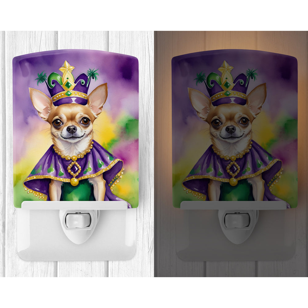 Chihuahua King of Mardi Gras Ceramic Night Light Image 2