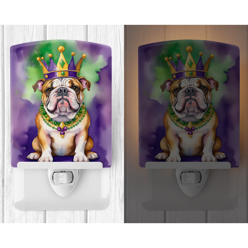 English Bulldog King of Mardi Gras Ceramic Night Light Image 2