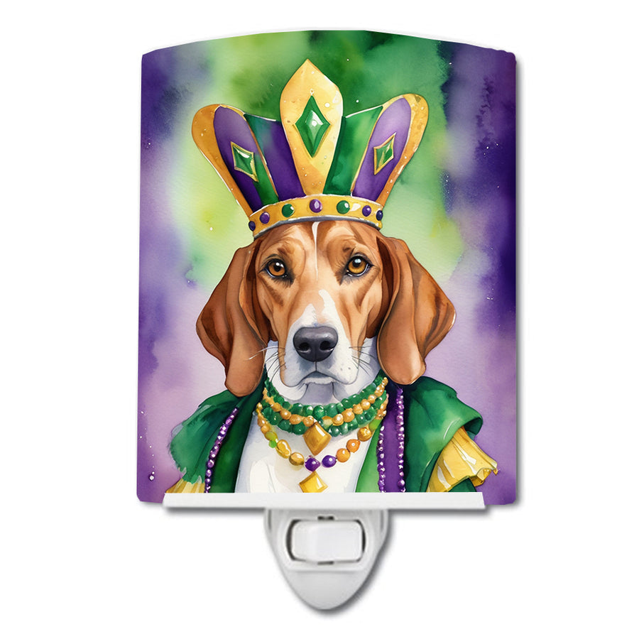 English Foxhound King of Mardi Gras Ceramic Night Light Image 1