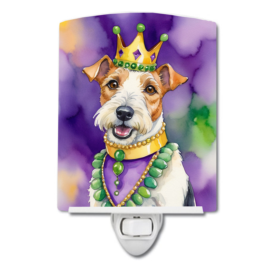 Fox Terrier King of Mardi Gras Ceramic Night Light Image 1