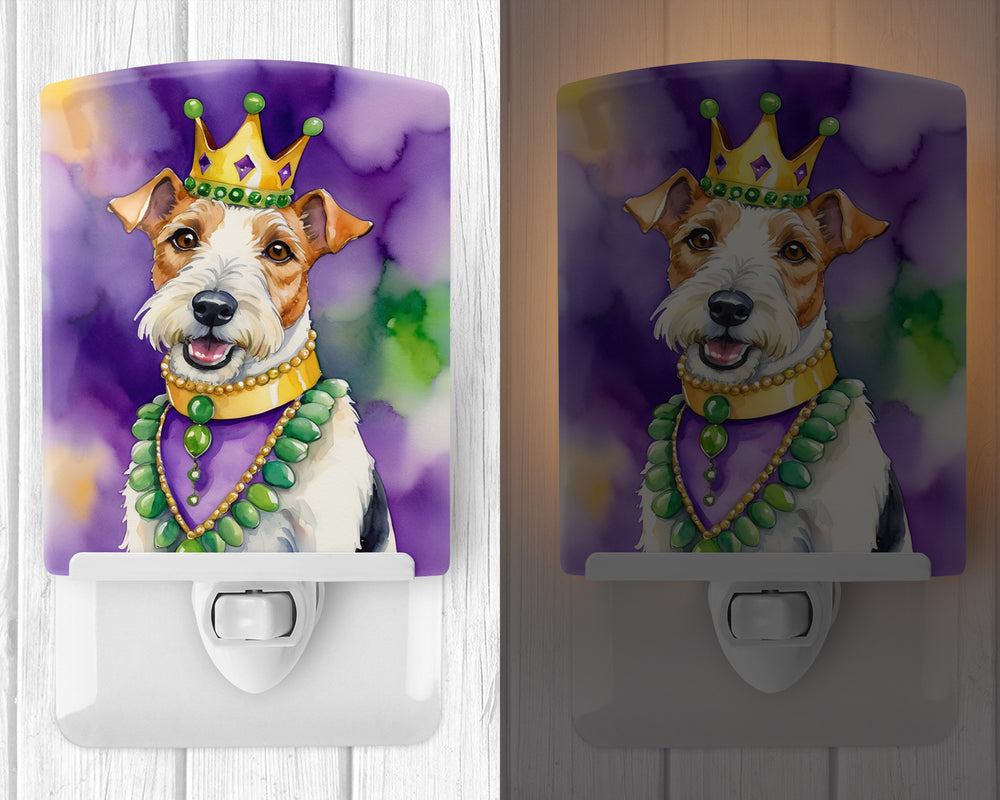 Fox Terrier King of Mardi Gras Ceramic Night Light Image 2