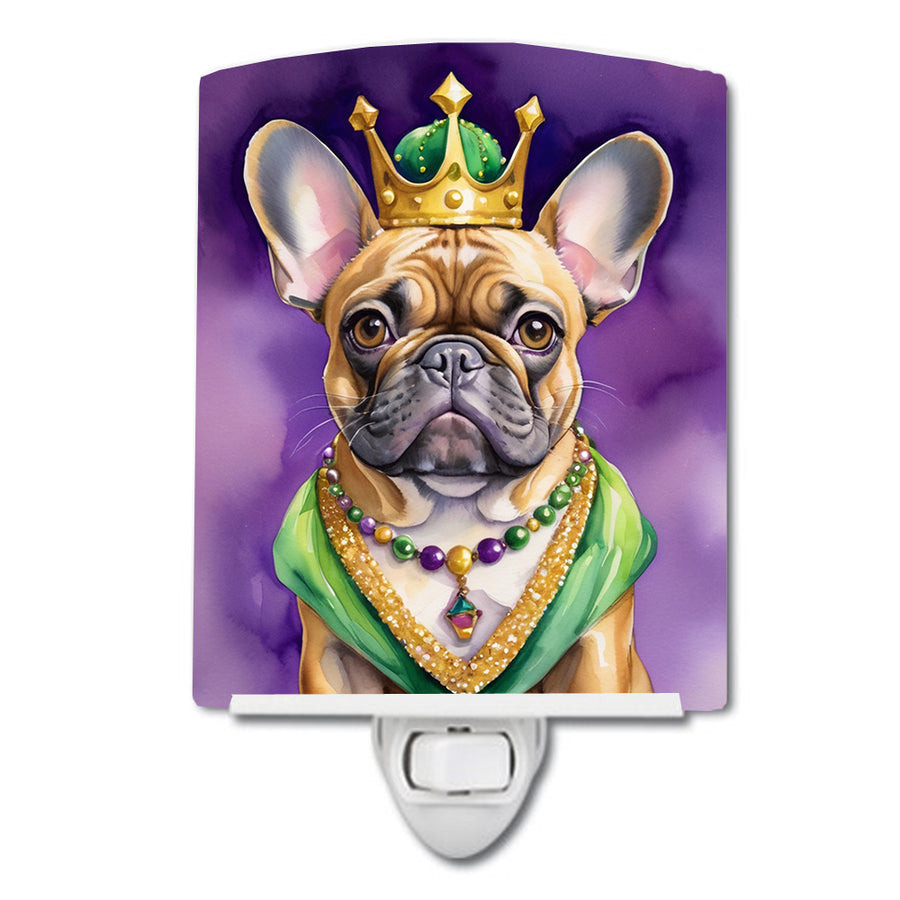 French Bulldog King of Mardi Gras Ceramic Night Light Image 1