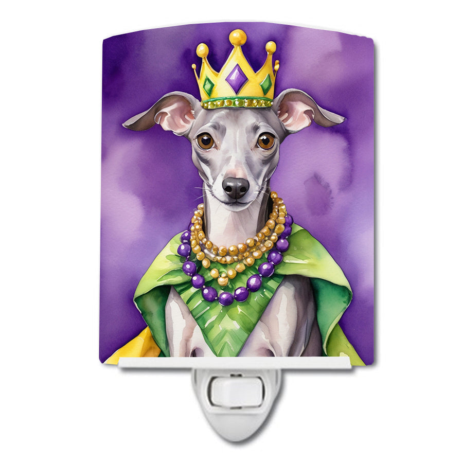 Italian Greyhound King of Mardi Gras Ceramic Night Light Image 1