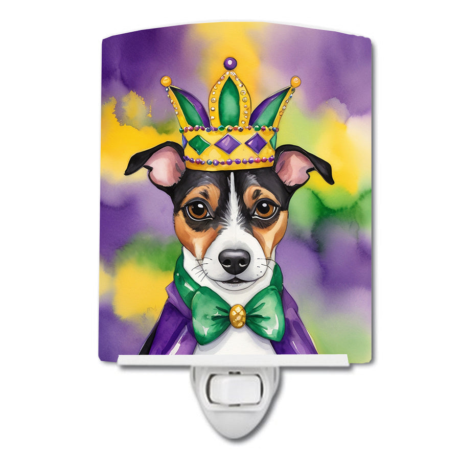 Jack Russell Terrier King of Mardi Gras Ceramic Night Light Image 1