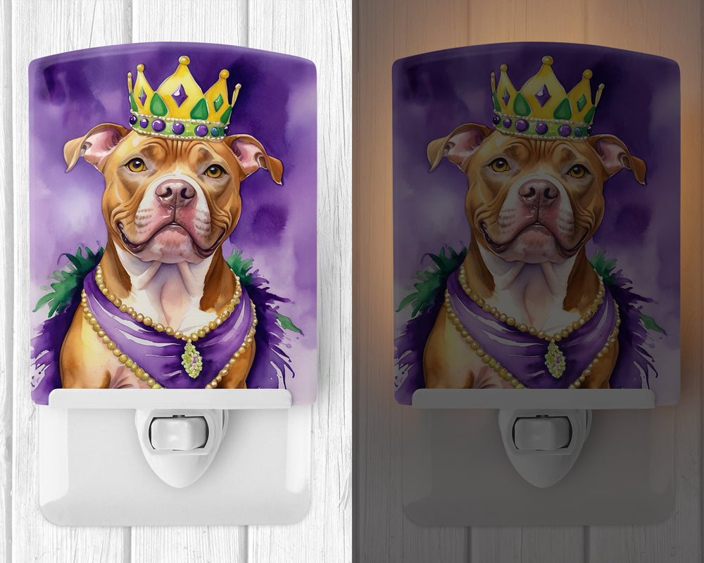 Pit Bull Terrier King of Mardi Gras Ceramic Night Light Image 2