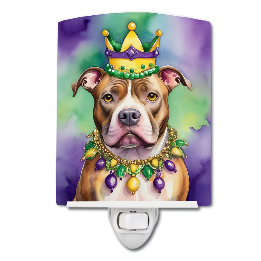 Pit Bull Terrier King of Mardi Gras Ceramic Night Light Image 1