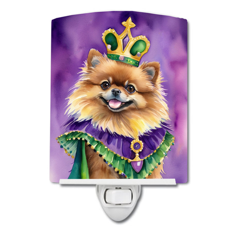 Pomeranian King of Mardi Gras Ceramic Night Light Image 1