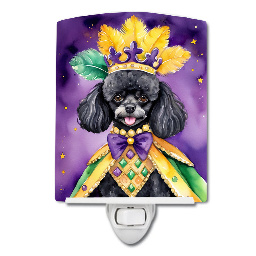 Black Poodle King of Mardi Gras Ceramic Night Light Image 1