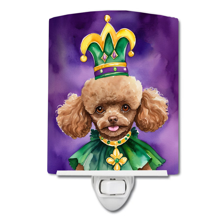 Poodle King of Mardi Gras Ceramic Night Light Image 1