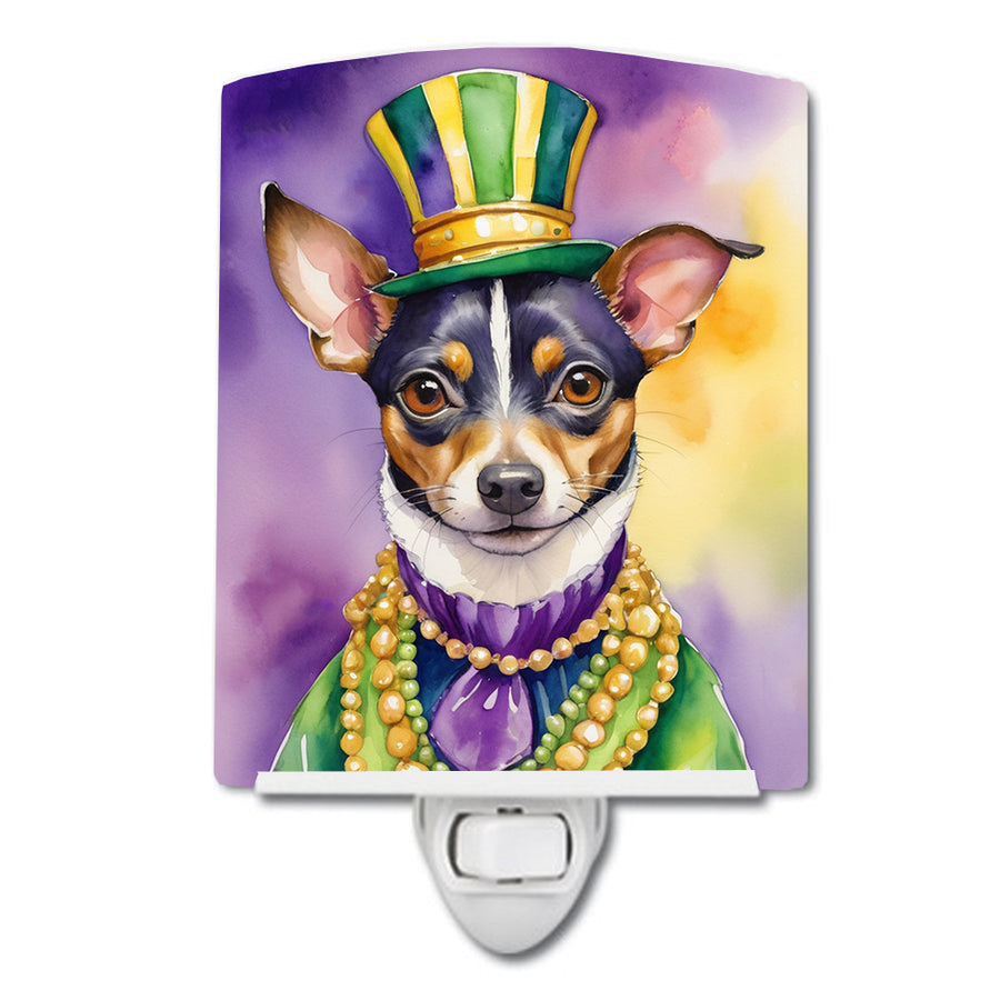Rat Terrier King of Mardi Gras Ceramic Night Light Image 1