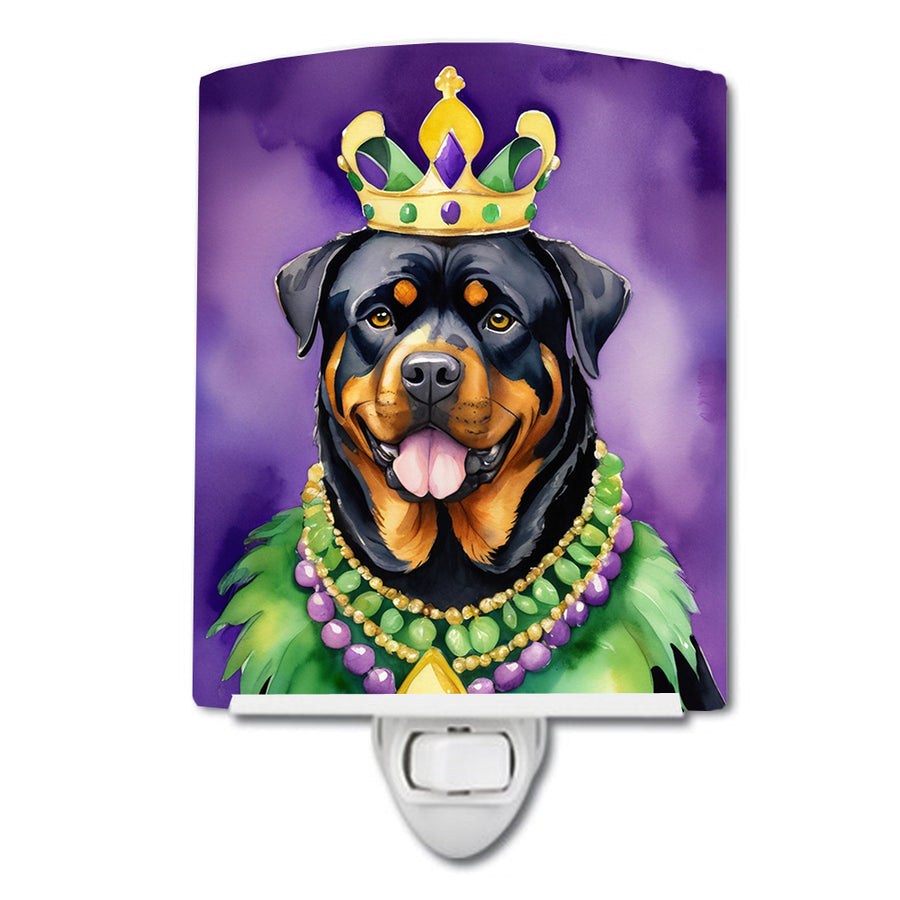Rottweiler King of Mardi Gras Ceramic Night Light Image 1
