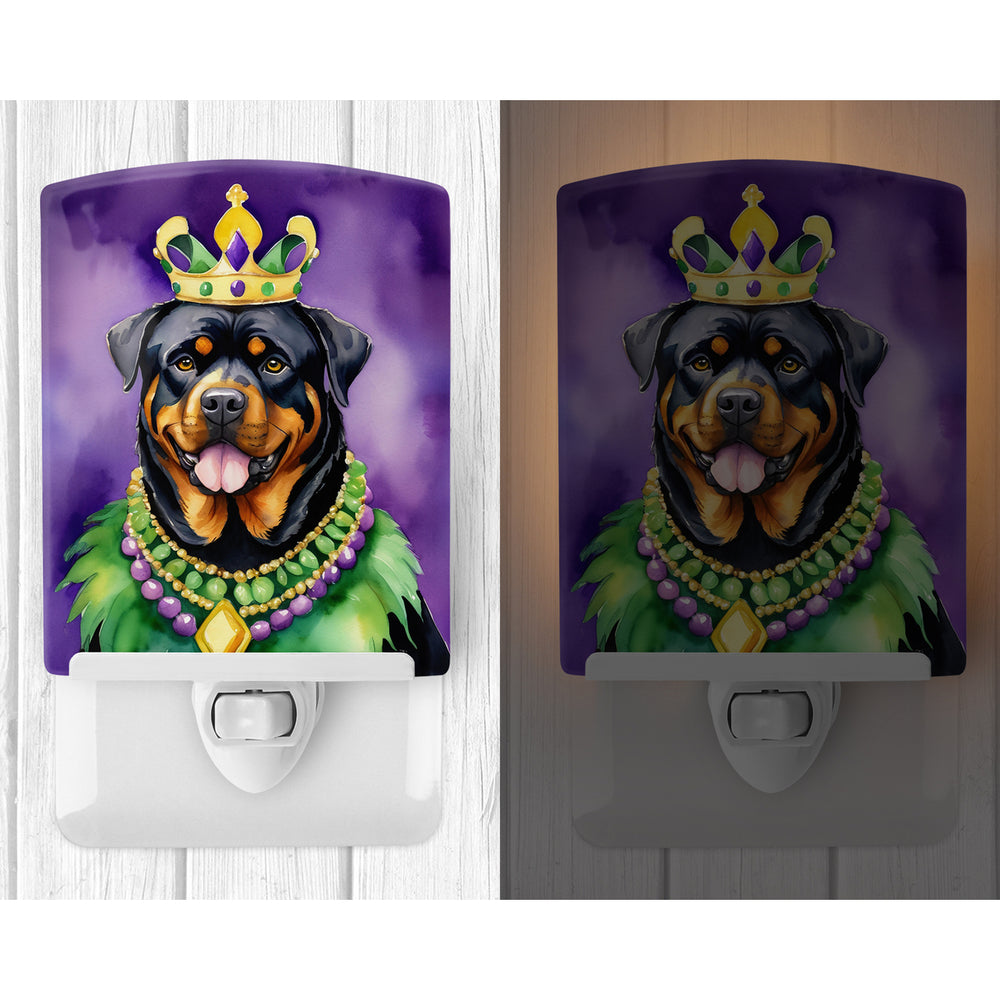 Rottweiler King of Mardi Gras Ceramic Night Light Image 2