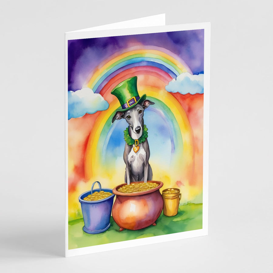 Greyhound St Patricks Day Greeting Cards Pack of 8 Image 1
