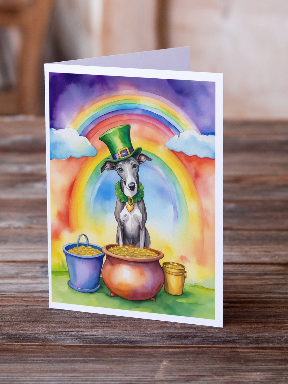 Greyhound St Patricks Day Greeting Cards Pack of 8 Image 2