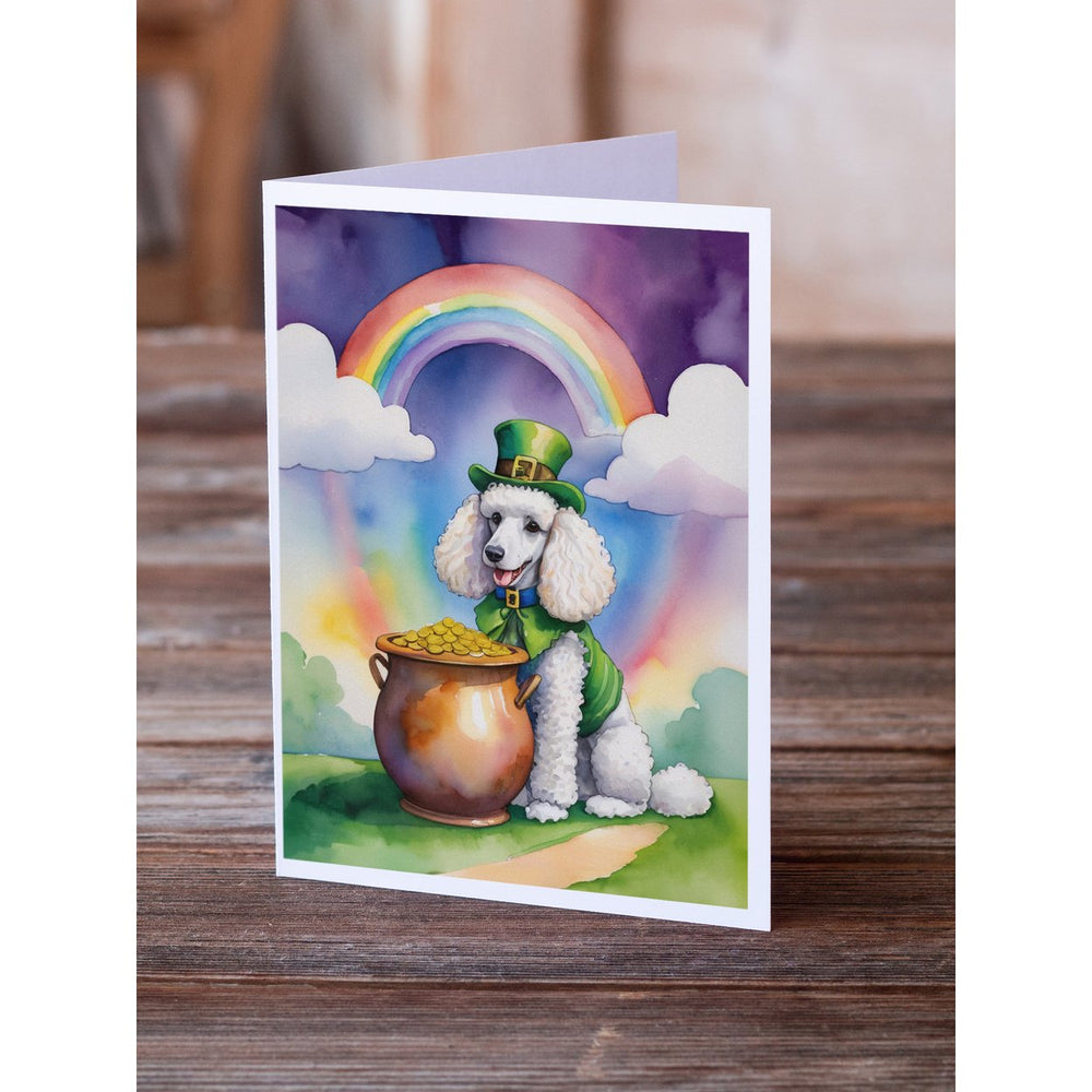 White Poodle St Patricks Day Greeting Cards Pack of 8 Image 2