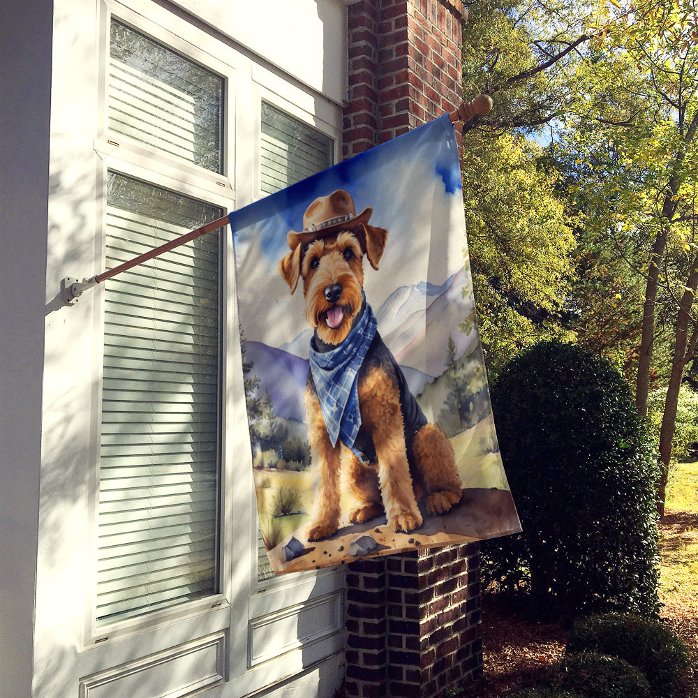Airedale Terrier Cowboy Welcome House Flag Image 2