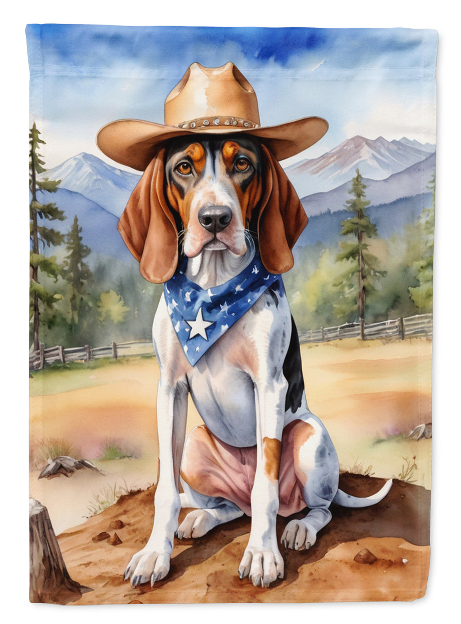 American English Coonhound Cowboy Welcome House Flag Image 1