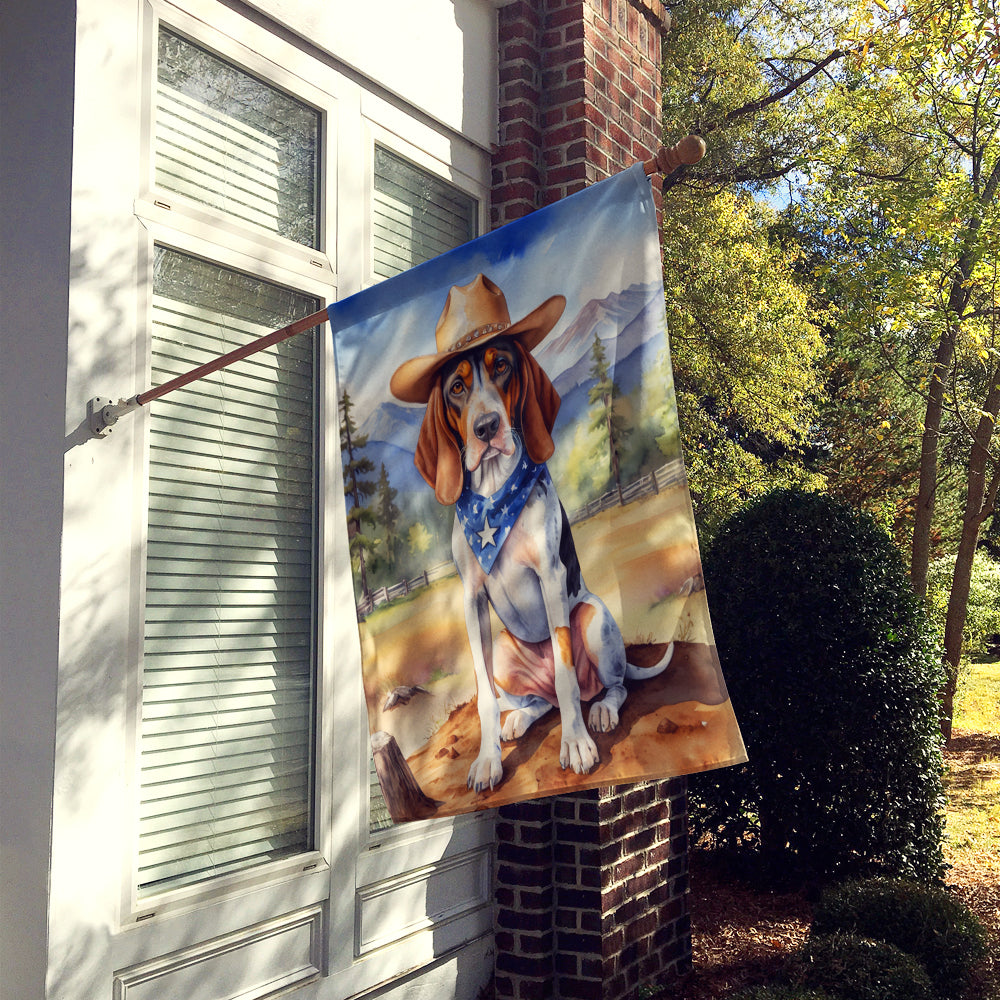 American English Coonhound Cowboy Welcome House Flag Image 2