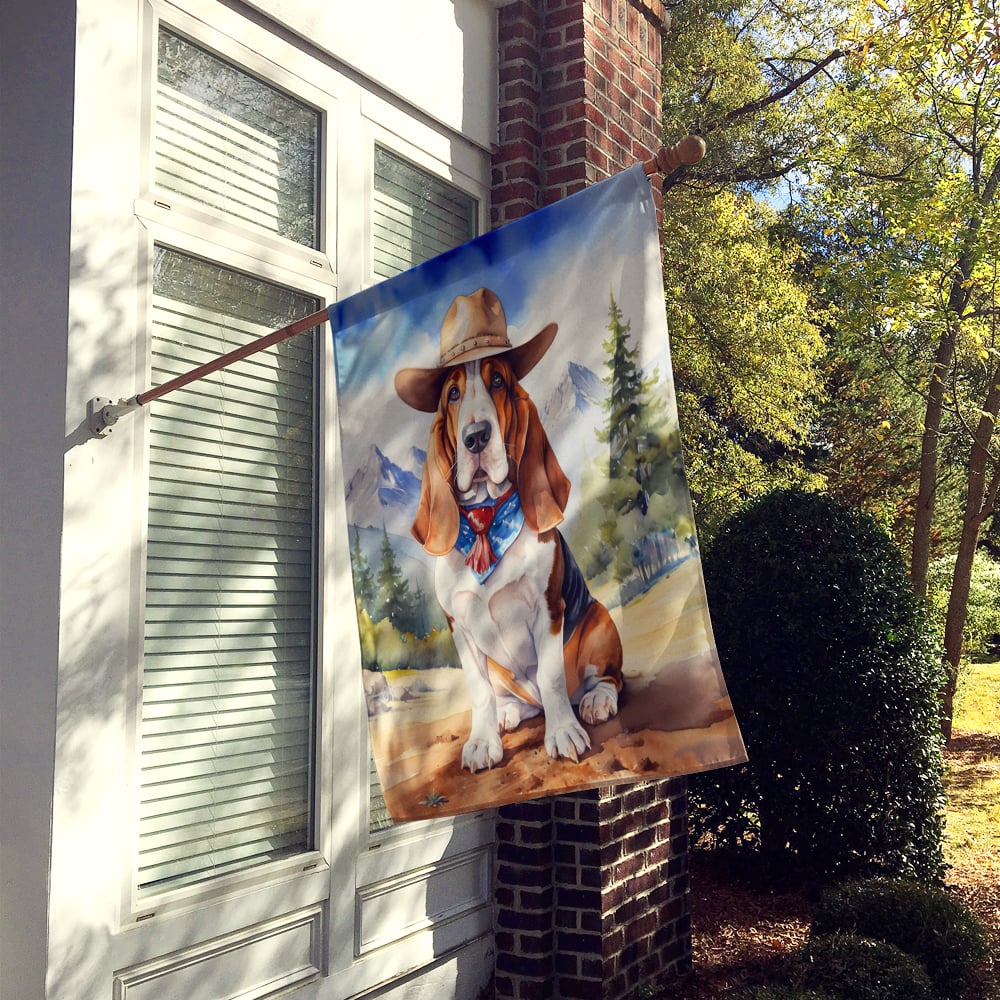 Basset Hound Cowboy Welcome House Flag Image 2