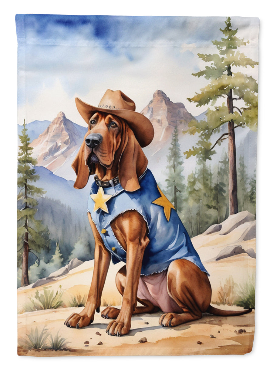 Bloodhound Cowboy Welcome House Flag Image 1