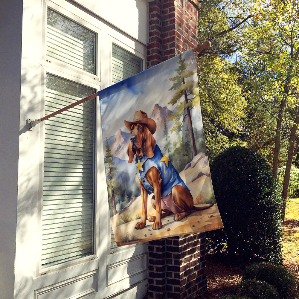 Bloodhound Cowboy Welcome House Flag Image 2