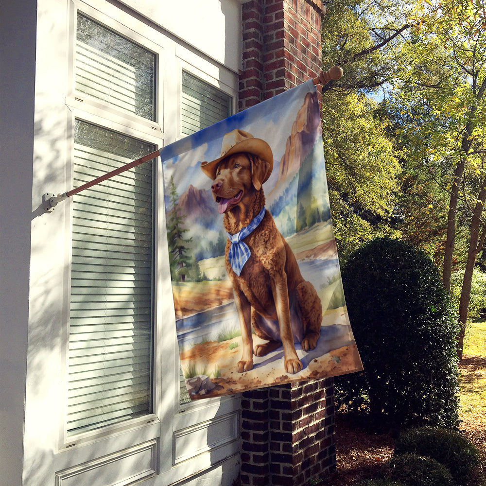Chesapeake Bay Retriever Cowboy Welcome House Flag Image 2