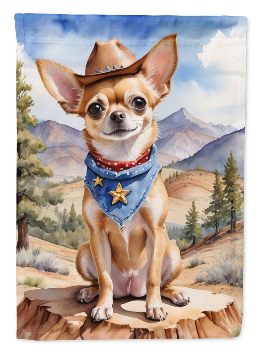 Chihuahua Cowboy Welcome House Flag Image 1