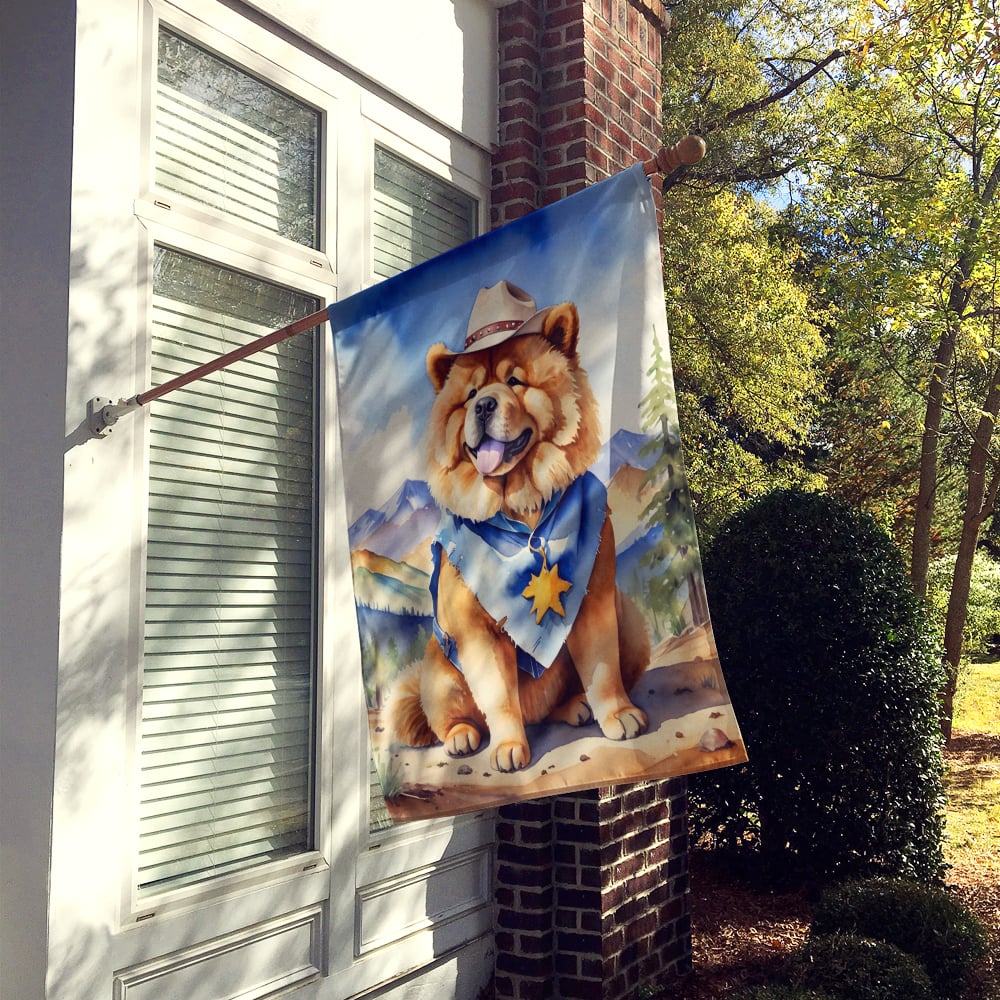 Chow Chow Cowboy Welcome House Flag Image 2