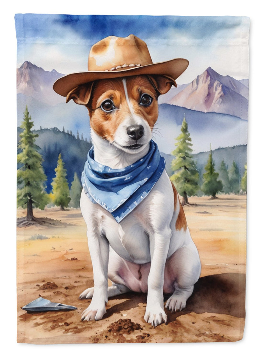 Jack Russell Terrier Cowboy Welcome House Flag Image 1